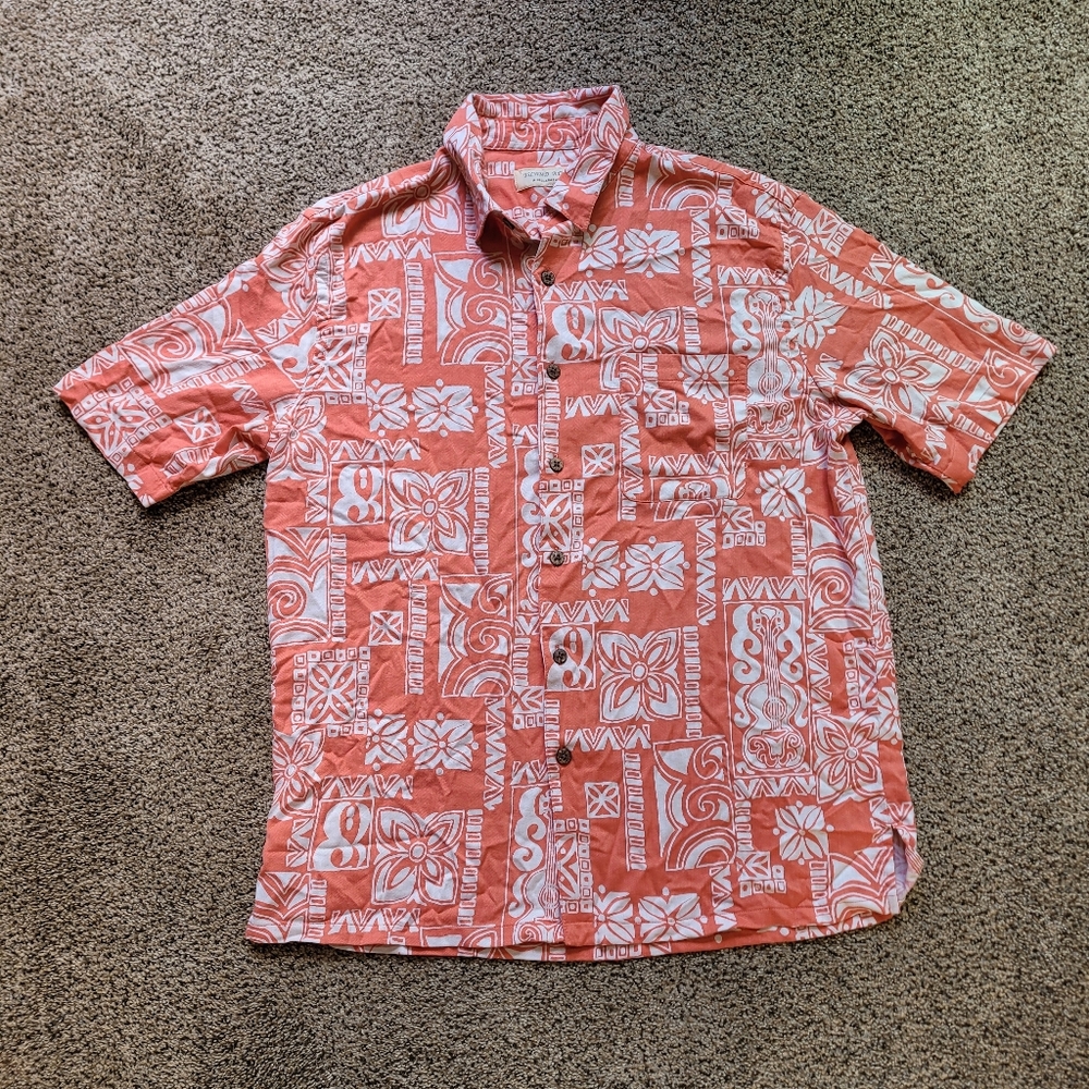 Island Republic Mens 100% Silk Short Sleeve Button Down Shirt M Tropical Vaca
